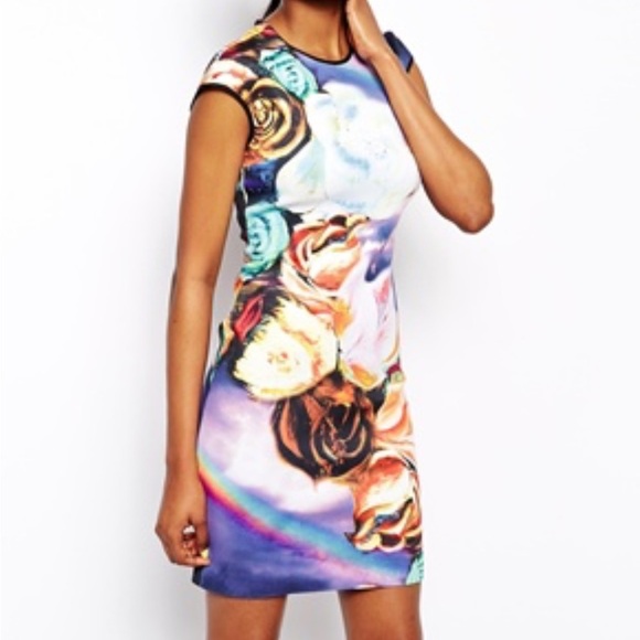 Clover Canyon Magical Sky Neoprene Bodycon Fitted Mini Dress L - Picture 1 of 10